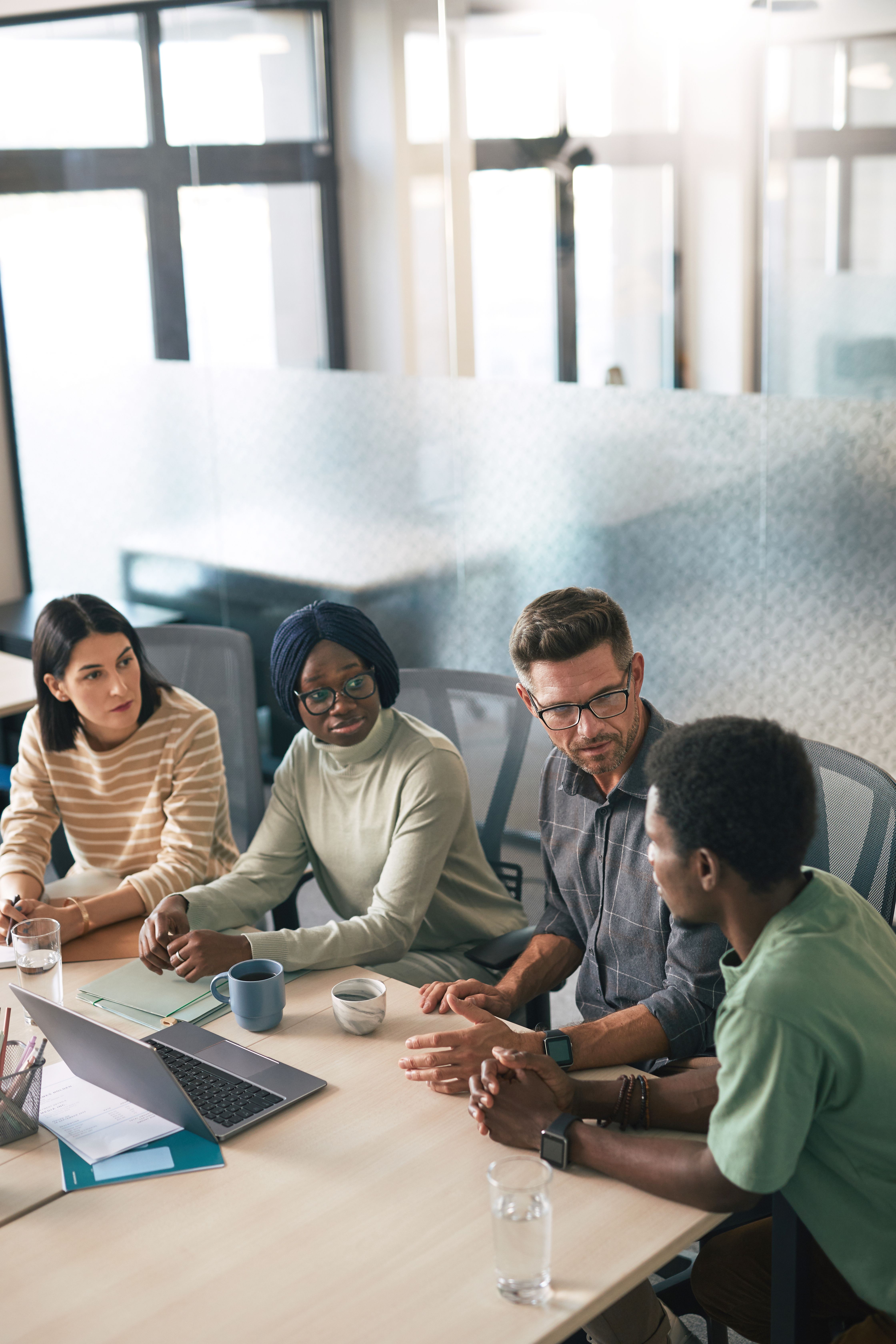 Team collaborating in a workspace